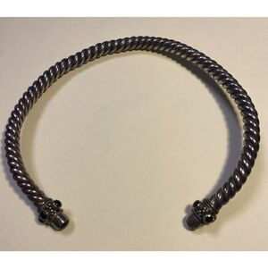 Bold Chunky Southwestern 925 Silver Twisted Cable Choker Cuff Necklace Onyx 54g
